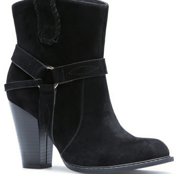 Shoe Dazzle Shoes - Heeled Suede Bootie